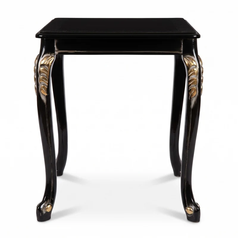 Casa Padrino Luxus Barock Massivholz Beistelltisch Schwarz / Gold - Quadratischer Tisch im Barockstil - Barock Möbel - Edel & Prunkvoll
