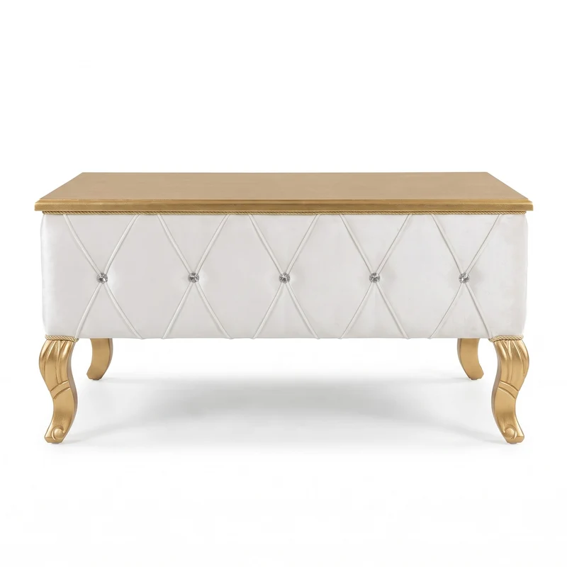 Casa Padrino Luxus Barock Couchtisch Gold / Silber / Weiß / Gold - Barockstil Massivholz Wohnzimmertisch mit Glitzersteinen - Barock Möbel - Luxus Möbel im Barockstil - Edel & Prunkvoll