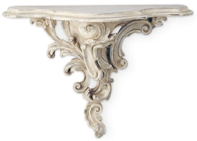 Casa Padrino Luxus Barock Massivholz Wandkonsole Antik Creme - Prunkvolle Barockstil Wanddeko Konsole - Barock Wanddeko - Barock Möbel - Luxus Qualität - Made in Italy