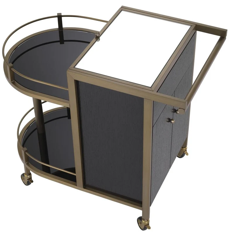 Casa Padrino Luxus Servierwagen Schwarz / Messing 88 x 50 x H. 78 cm - Hotel Restaurant Gastronomie Trolley - Luxus Hotel Restaurant Gastronomie Accessoires - Luxus Möbel