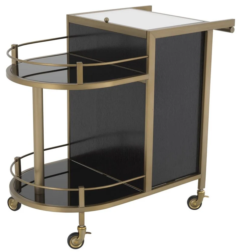 Casa Padrino Luxus Servierwagen Schwarz / Messing 88 x 50 x H. 78 cm - Hotel Restaurant Gastronomie Trolley - Luxus Hotel Restaurant Gastronomie Accessoires - Luxus Möbel