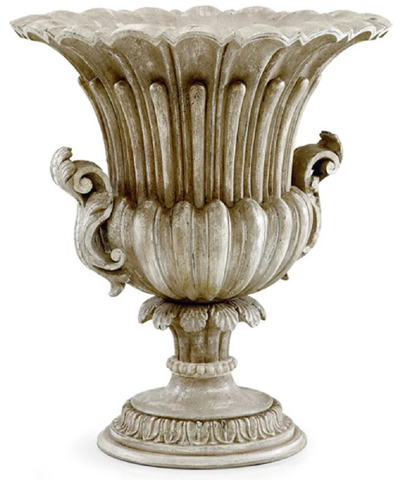 Casa Padrino Luxus Barock Deko Vase Antik Grau - Prunkvolle Barockstil Massivholz Blumenvase - Barock Deko Accessoires - Edel & Prunkvoll - Luxus Qualität - Made in Italy