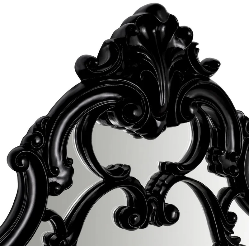 Casa Padrino Luxus Barock Mahagoni Spiegel Schwarz - Prunkvoller Barockstil Wandspiegel aus handgeschnitztem Mahagoni Holz - Luxus Möbel im Barockstil - Prunkvolle Barock Möbel - Edel & Prunkvoll