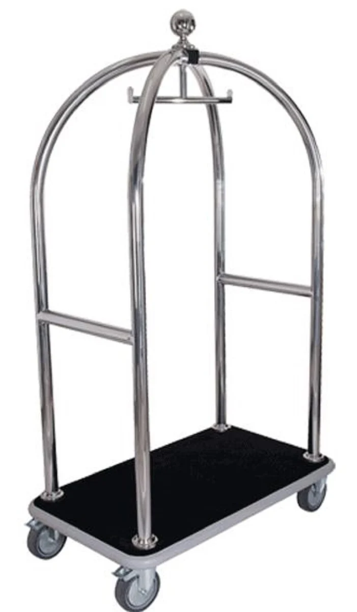 Casa Padrino Luxus Trolley Silber / Schwarz 105 x 65 x H. 193 cm - Hotel Accessoires - Luxus Accessoires