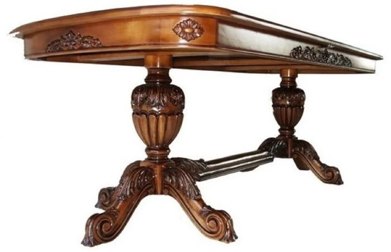 Casa Padrino Luxus Barock Esstisch Braun - Ausziehbarer Barockstil Massivholz Küchentisch - Luxus Esszimmer Möbel im Barockstil - Barock Esszimmer Möbel - Barock Einrichtung
