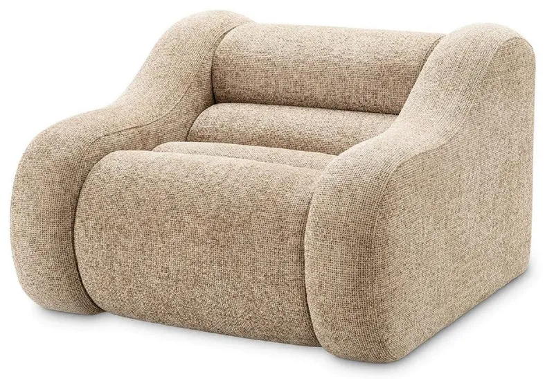 Casa Padrino Luxus Sessel Sandfarben / Schwarz 100 x 108 x H. 74 cm - Wohnzimmer Sessel - Hotel Sessel - Wohnzimmer Möbel - Luxus Möbel - Wohnzimmer Einrichtung - Luxus Einrichtung - Möbel Luxus