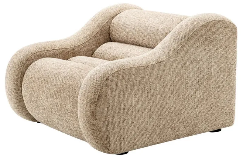 Casa Padrino Luxus Sessel Sandfarben / Schwarz 100 x 108 x H. 74 cm - Wohnzimmer Sessel - Hotel Sessel - Wohnzimmer Möbel - Luxus Möbel - Wohnzimmer Einrichtung - Luxus Einrichtung - Möbel Luxus