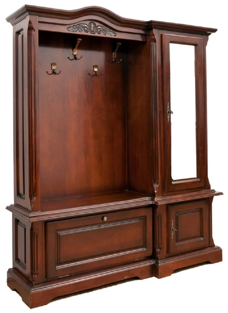 Casa Padrino Luxus Barock Garderobe Braun - Massivholz Garderobenschrank im Barockstil - Luxus Garderoben Möbel im Barockstil - Edel & Prunkvoll