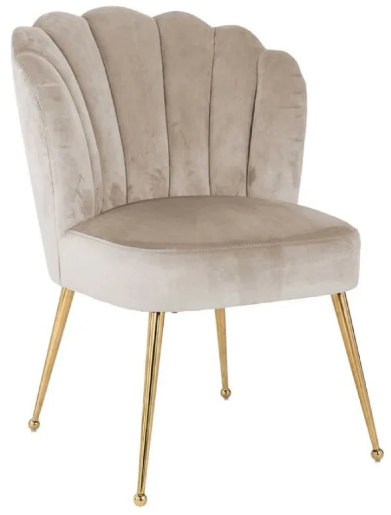 Casa Padrino Luxus Samt Esszimmer Stuhl Khaki / Gold 66 x 64 x H. 86 cm - Küchenstuhl mit Samtsoff - Esszimmer Möbel - Küchen Möbel - Luxus Möbel