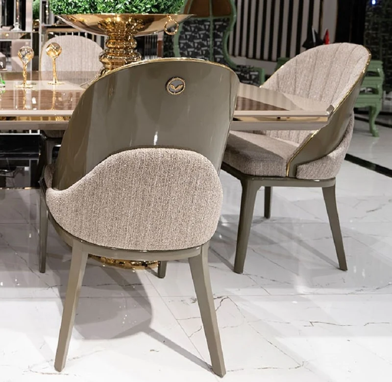 Casa Padrino Luxus Esszimmer Stuhl 6er Set Grau / Gold - Luxus Küchenstühle - Esszimmer Möbel - Restaurant Möbel - Luxus Möbel