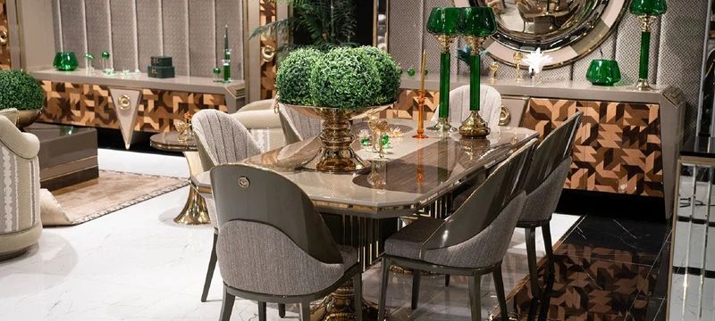 Casa Padrino Luxus Esszimmer Stuhl 6er Set Grau / Gold - Luxus Küchenstühle - Esszimmer Möbel - Restaurant Möbel - Luxus Möbel