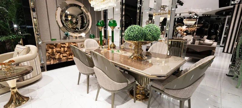 Casa Padrino Luxus Esszimmer Stuhl 6er Set Grau / Gold - Luxus Küchenstühle - Esszimmer Möbel - Restaurant Möbel - Luxus Möbel
