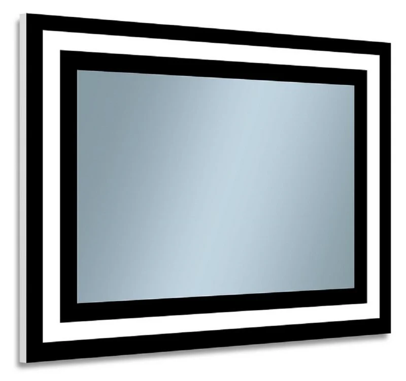 Casa Padrino Luxus Badezimmer Spiegel Schwarz 80 x 2,8 x H. 60 cm - Rechteckiger Wandspiegel mit LED Beleuchtung - Badezimmer Möbel - Badezimmer Accessoires - Luxus Möbel