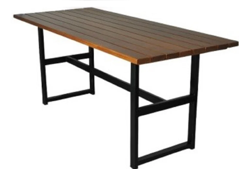 Casa Padrino Industrie Stil Biergarten Esstisch Dunkelbraun / Schwarz 120 x 80 x H. 75 cm - Rechteckiger Gartentisch mit Latten Tischplatte - Gastronomie & Garten Möbel