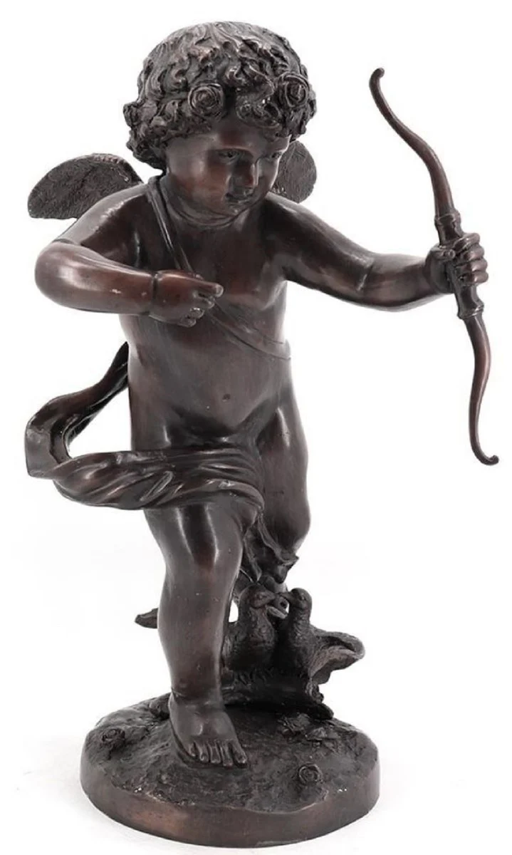 Casa Padrino Luxus Bronze Deko Skulptur Engel 46 x 45 x H. 70 cm - Große Bronze Deko Figur - Wohnzimmer Deko - Büro Deko - Deko Accessoires