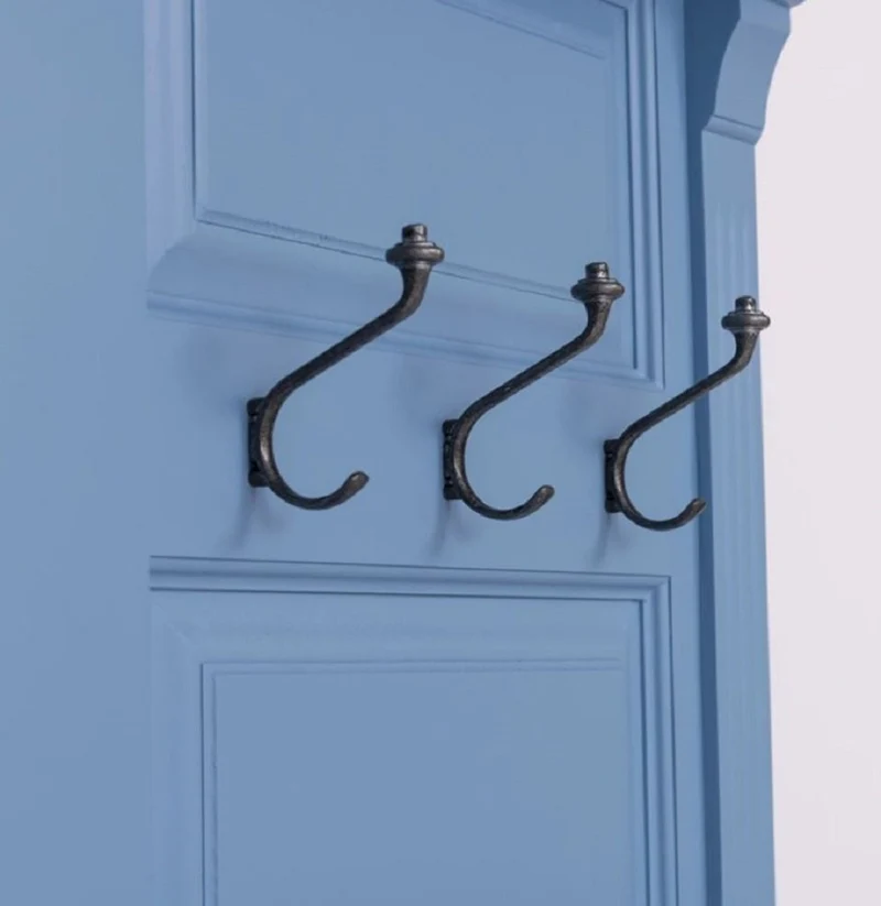 Casa Padrino Landhausstil Garderobe Hellblau 180 x 41 x H. 210 cm - Massivholz Garderobenschrank mit Spiegel - Massivholz Garderobenmöbel - Landhausstil Garderobenmöbel