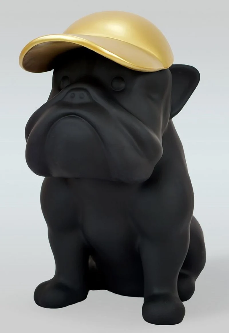 Casa Padrino Luxus XXL Deko Skulptur Hund Bulldogge Matt Schwarz / Gold H. 100 cm - Große Deko Figur - XXL Wohnzimmer Deko - XXL Garten Deko