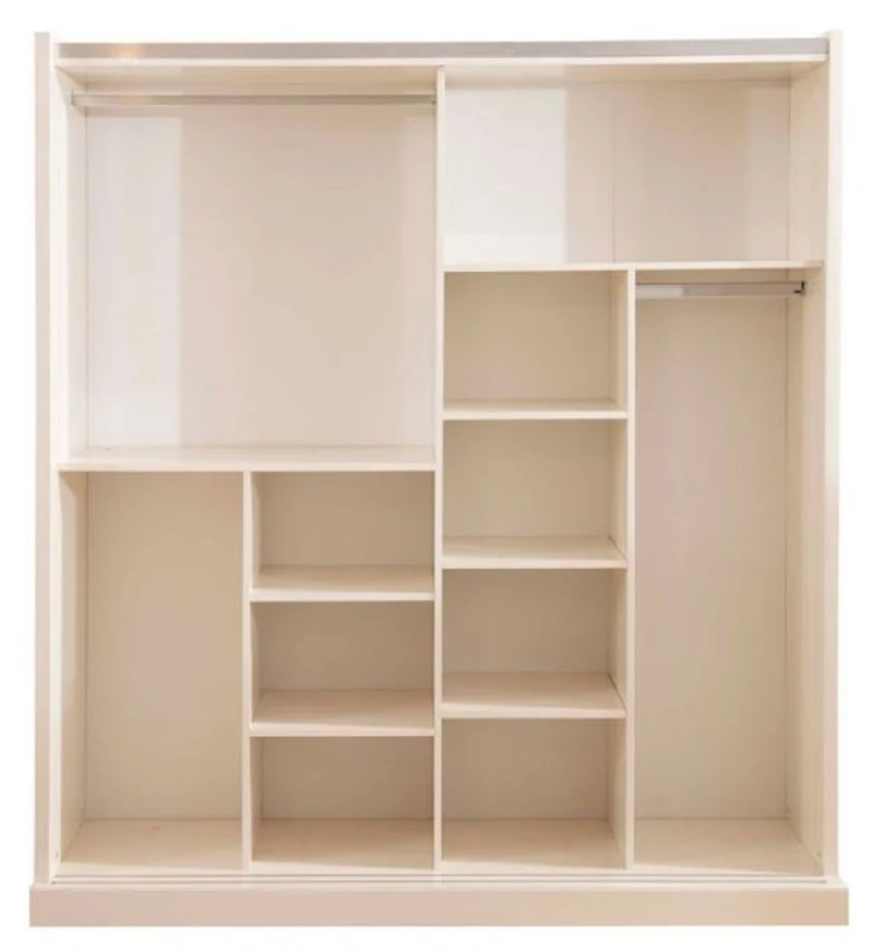 Casa Padrino Luxus Schlafzimmerschrank Weiß / Gold 200 x 69 x H. 218 cm - Kleiderschrank mit 2 Schiebetüren - Schlafzimmer Möbel - Hotel Möbel - Luxus Möbel
