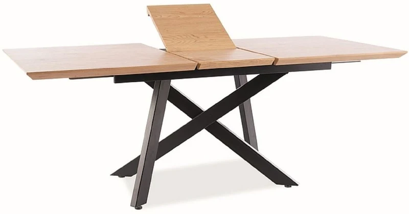 Casa Padrino Luxus Esstisch Naturfarben / Matt Schwarz 160-200 x 90 x H. 76 cm - Ausziehbarer Küchentisch - Esszimmer Möbel - Küchen Möbel - Luxus Möbel