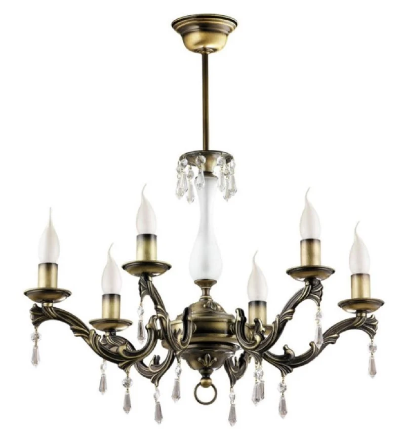 Casa Padrino Luxus Barock Kristall Kronleuchter Messing mit Patina Ø 60 x H. 63 cm - Runder Wohnzimmer Kronleuchter im Barockstil - Edel & Prunkvoll
