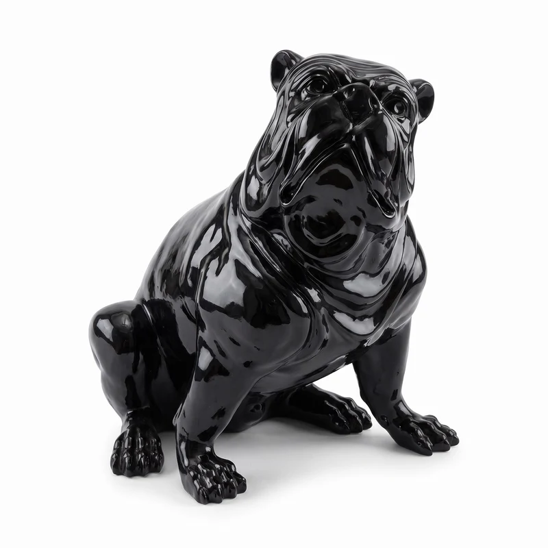 Casa Padrino Luxus Deko Figur Hund Bulldogge Schwarz H. 50 cm - Wetterbeständige Deko Skulptur - Wohnzimmer Deko - Garten Deko
