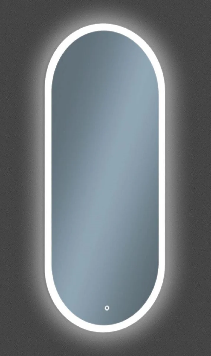 Casa Padrino Luxus Badezimmer Spiegel 45 x 2,5 x H. 105 cm - Ovaler Wandspiegel mit LED Beleuchtung - Badezimmer Möbel - Badezimmer Accessoires - Luxus Möbel