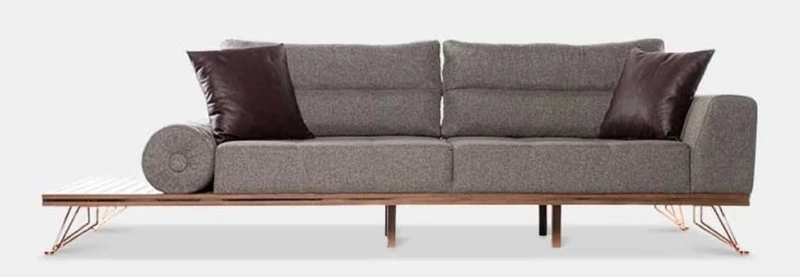 Casa Padrino Luxus Sofa Grau / Braun / Kupfer 270 x 100 x H. 65 cm - Wohnzimmer Sofa mit verstellbaren Rückenlehnen - Wohnzimmer Möbel - Hotel Möbel - Luxus Möbel