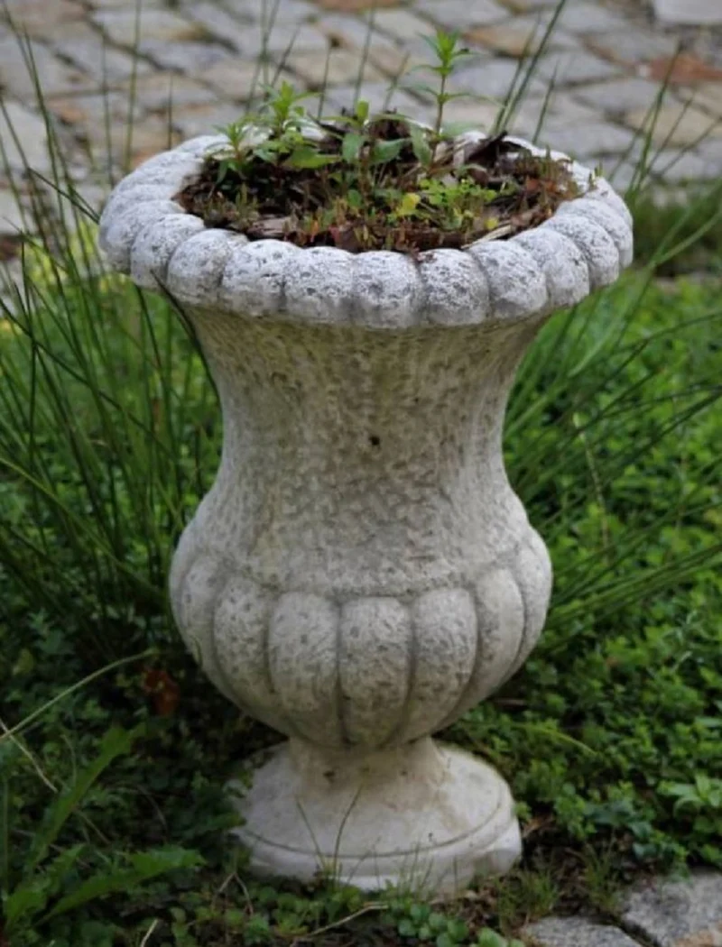 Casa Padrino Barock Garten Deko Blumentopf Grau H. 41 cm - Prunkvoller Pflanzentopf im Barockstil - Barock Garten Deko - Barock Terrassen Deko - Barock Deko Accessoires
