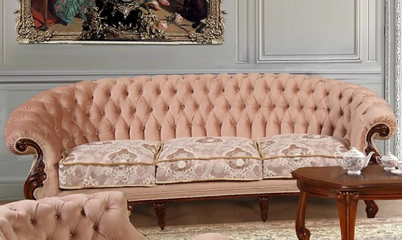Casa Padrino Luxus Barock Wohnzimmer Sofa Rosa / Weiß / Dunkelbraun - Handgefertigtes Barockstil Sofa - Prunkvolle Luxus Wohnzimmer Möbel im Barockstil - Barock Möbel