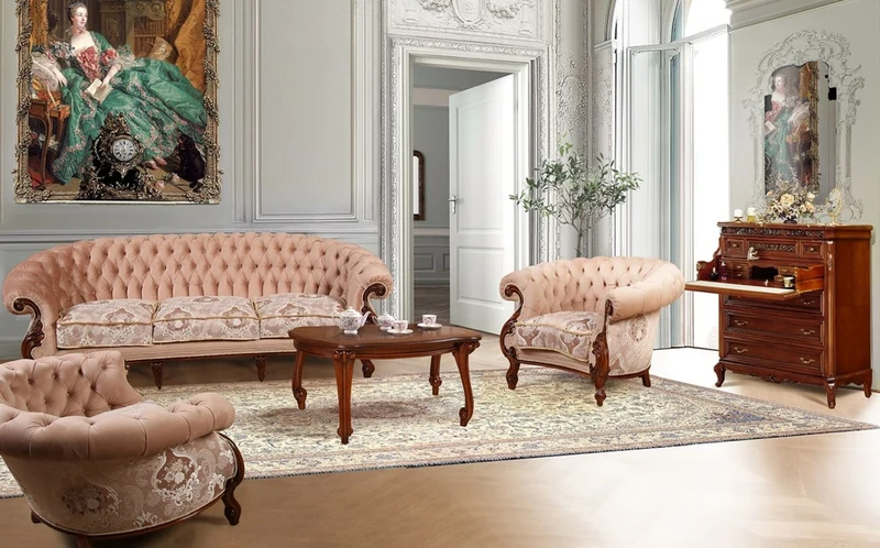 Casa Padrino Luxus Barock Wohnzimmer Sofa Rosa / Weiß / Dunkelbraun - Handgefertigtes Barockstil Sofa - Prunkvolle Luxus Wohnzimmer Möbel im Barockstil - Barock Möbel