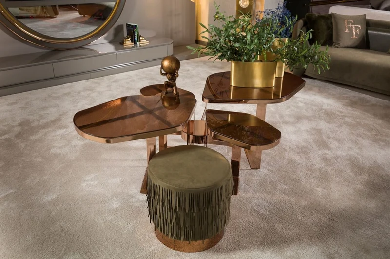 Casa Padrino Luxus Couchtisch Kupfer 175 x 120 x H. 55 cm - Wohnzimmertisch mit Glasplatten - Wohnzimmer Möbel - Hotel Möbel - Luxus Möbel - Luxus Kollektion