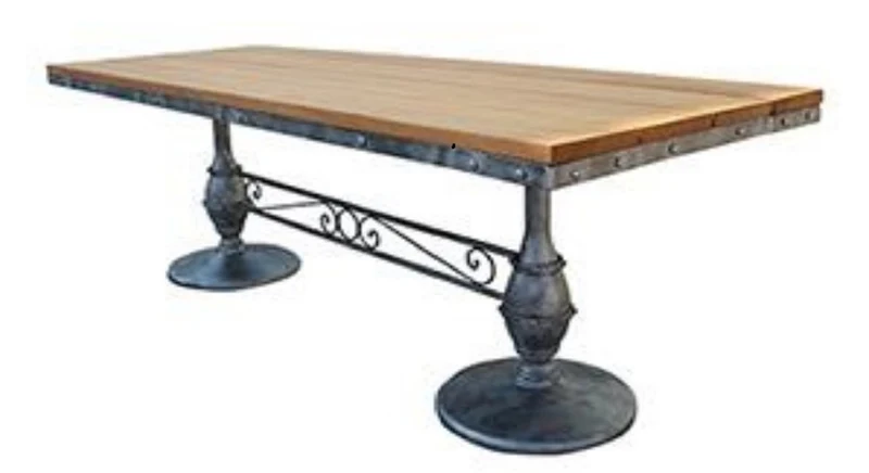 Casa Padrino Jugendstil Garten Esstisch Braun / Schwarz 120 x 80 x H. 76 cm - Rechteckiger Gartentisch mit Massivholz Tischplatte - Jugendstil Gastronomie & Garten Möbel