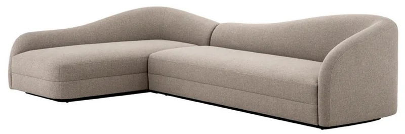 Casa Padrino Luxus Ecksofa Greige / Schwarz 320 x 190 x H. 82 cm - Wohnzimmer Sofa - Wohnzimmer Möbel - Luxus Möbel - Luxus Einrichtung - Luxus Qualität