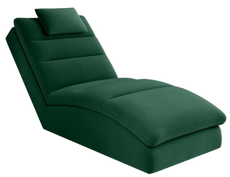 Casa Padrino Luxus Chaiselongue mit Kopfkissen Grün 85 x 170 x H. 92 cm - Wohnzimmer Liegesessel - Relexliege - Recamiere - Wohnzimmer Möbel - Luxus Möbel