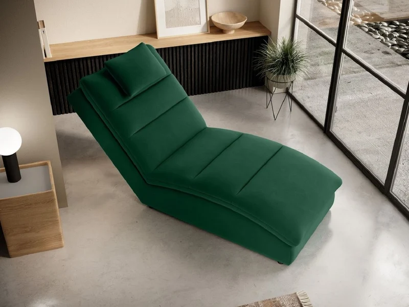 Casa Padrino Luxus Chaiselongue mit Kopfkissen Grün 85 x 170 x H. 92 cm - Wohnzimmer Liegesessel - Relexliege - Recamiere - Wohnzimmer Möbel - Luxus Möbel
