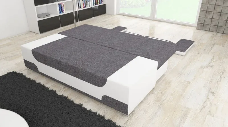 Casa Padrino Luxus Schlafsofa Grau / Weiß / Silber 200 x 92 x H. 90 cm - Wohnzimmer Sofa mit Schlaffunktion - Wohnzimmer Möbel - Luxus Möbel - Luxus Interior
