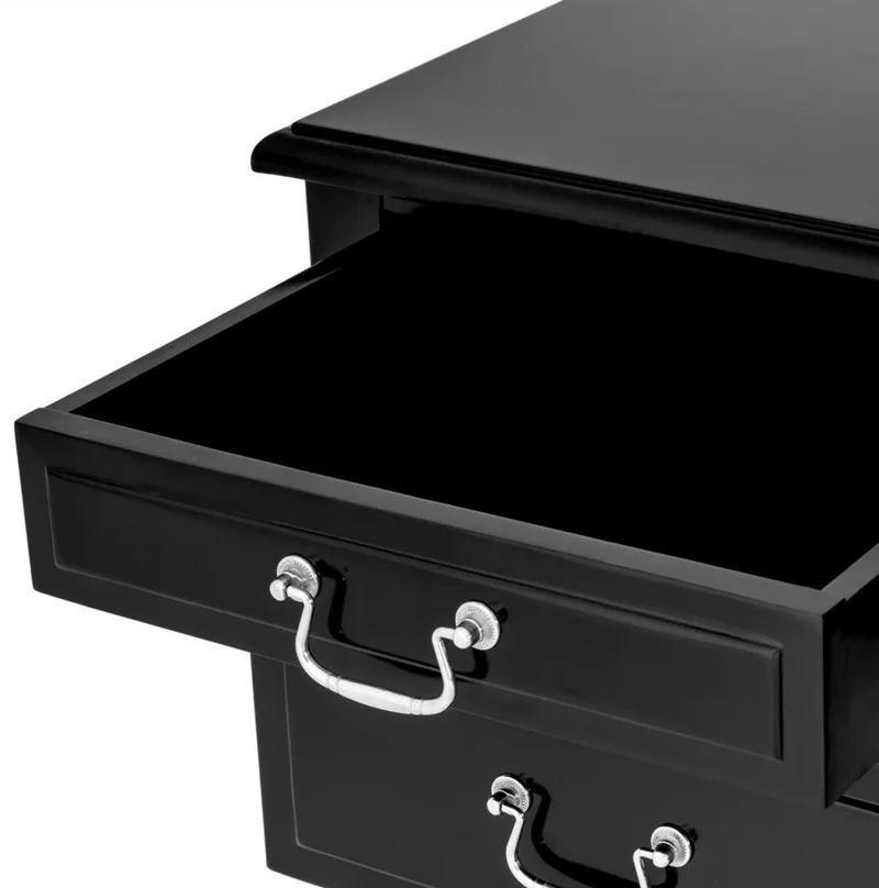 Casa Padrino Luxus Schreibtisch Schwarz / Silber 170 x 80 x H. 78 cm - Massivholz Bürotisch - Sekretär Büro Möbel - Massivholz Büro Möbel - Luxus Büro Möbel