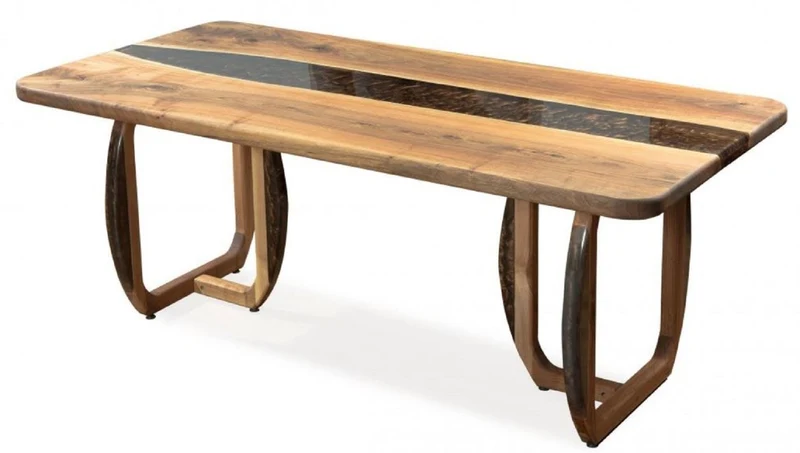 Casa Padrino Luxus Esstisch Braun 200 x 100 x H. 76 cm - Rechteckiger Küchentisch mit Epoxiharz - Esszimmer Möbel - Epoxiharz Möbel - Luxus Möbel