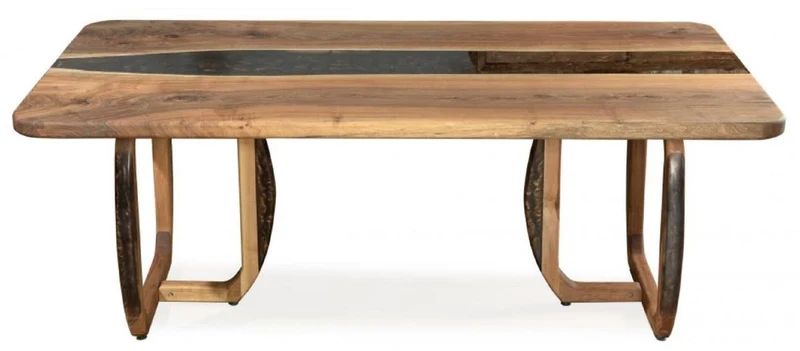 Casa Padrino Luxus Esstisch Braun 200 x 100 x H. 76 cm - Rechteckiger Küchentisch mit Epoxiharz - Esszimmer Möbel - Epoxiharz Möbel - Luxus Möbel