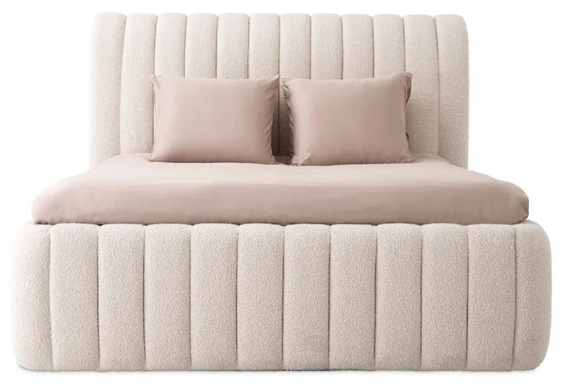 Casa Padrino Luxus Doppelbett Creme 210 x 266 x H. 155 cm - Massivholz Bett mit Kopfteil - Schlafzimmer Möbel - Hotel Möbel - Luxus Möbel - Luxus Einrichtung