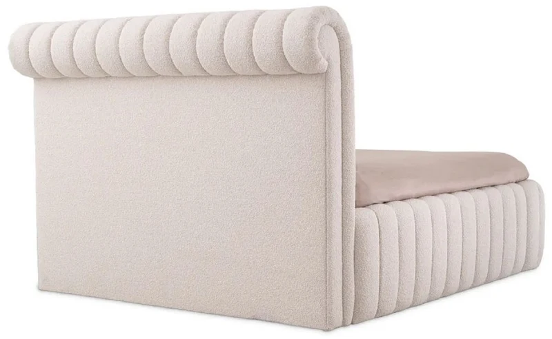 Casa Padrino Luxus Doppelbett Creme 210 x 266 x H. 155 cm - Massivholz Bett mit Kopfteil - Schlafzimmer Möbel - Hotel Möbel - Luxus Möbel - Luxus Einrichtung