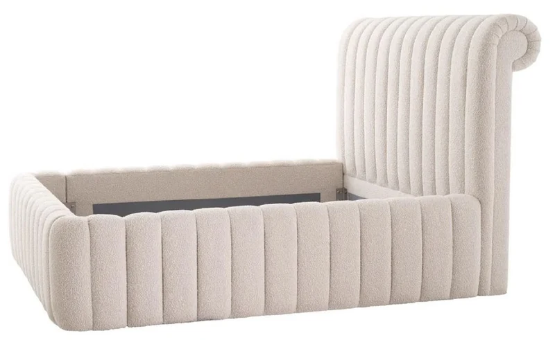 Casa Padrino Luxus Doppelbett Creme 210 x 266 x H. 155 cm - Massivholz Bett mit Kopfteil - Schlafzimmer Möbel - Hotel Möbel - Luxus Möbel - Luxus Einrichtung