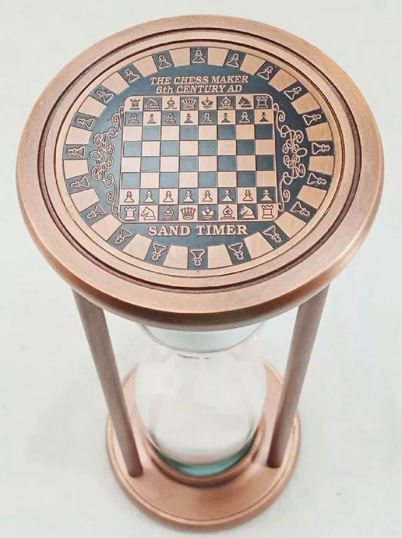 Casa Padrino Luxus Deko Sanduhr Antik Kupfer / Schwarz / Weiß Ø 10 x H. 26 cm - Schreibtisch Deko - Wohnzimmer Deko - Luxus Deko - Deko Accessoires