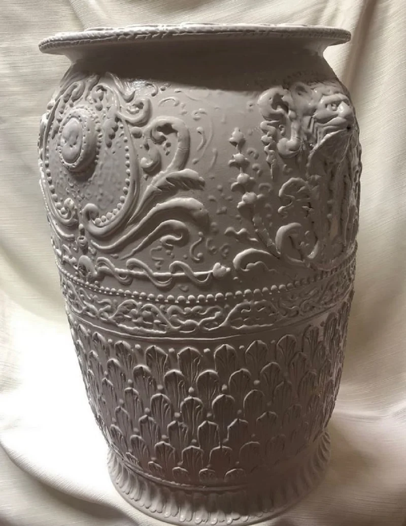 Casa Padrino Luxus Barock Vase Grau - Handgefertigte Barockstil Keramik Blumenvase - Barock Deko Accessoires - Luxus Qualität - Made in Italy