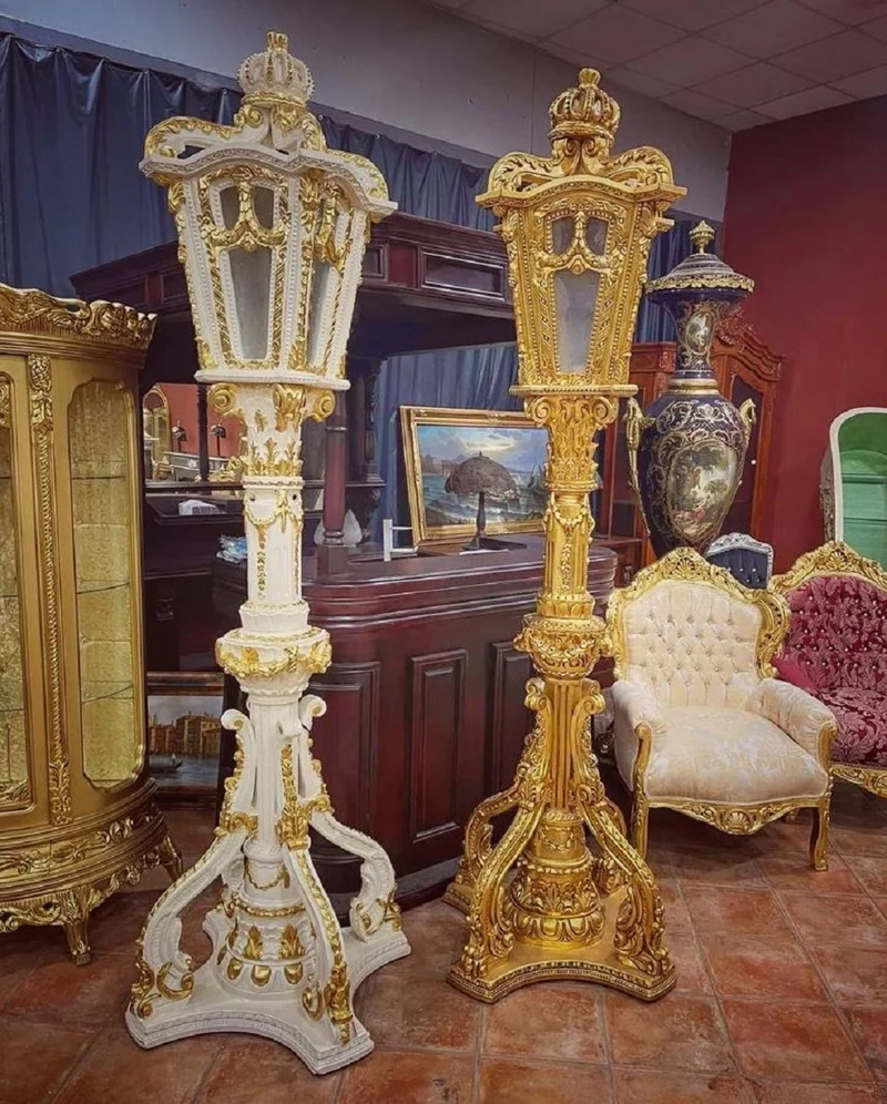 Pompöös by Casa Padrino Barock Laterne Creme / Gold - Pompööse Barock Stehleuchte designed by Harald Glööckler