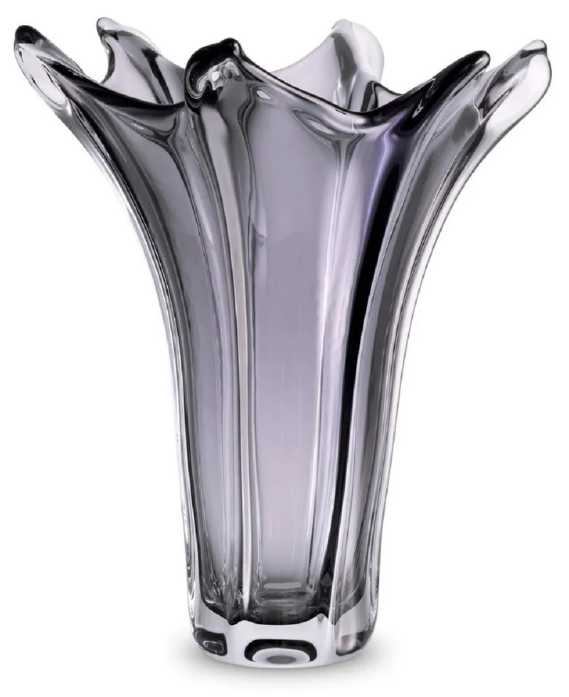 Casa Padrino Luxus Glas Vase Grau Ø 32 x H. 35 cm - Mundgeblasene Blumenvase - Deko Blumenvase - Deko Accessoires - Deko Glas Vasen - Luxus Accessoires