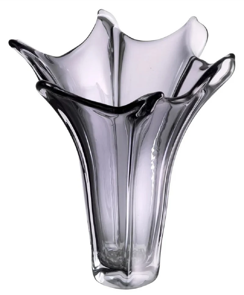 Casa Padrino Luxus Glas Vase Grau Ø 32 x H. 35 cm - Mundgeblasene Blumenvase - Deko Blumenvase - Deko Accessoires - Deko Glas Vasen - Luxus Accessoires