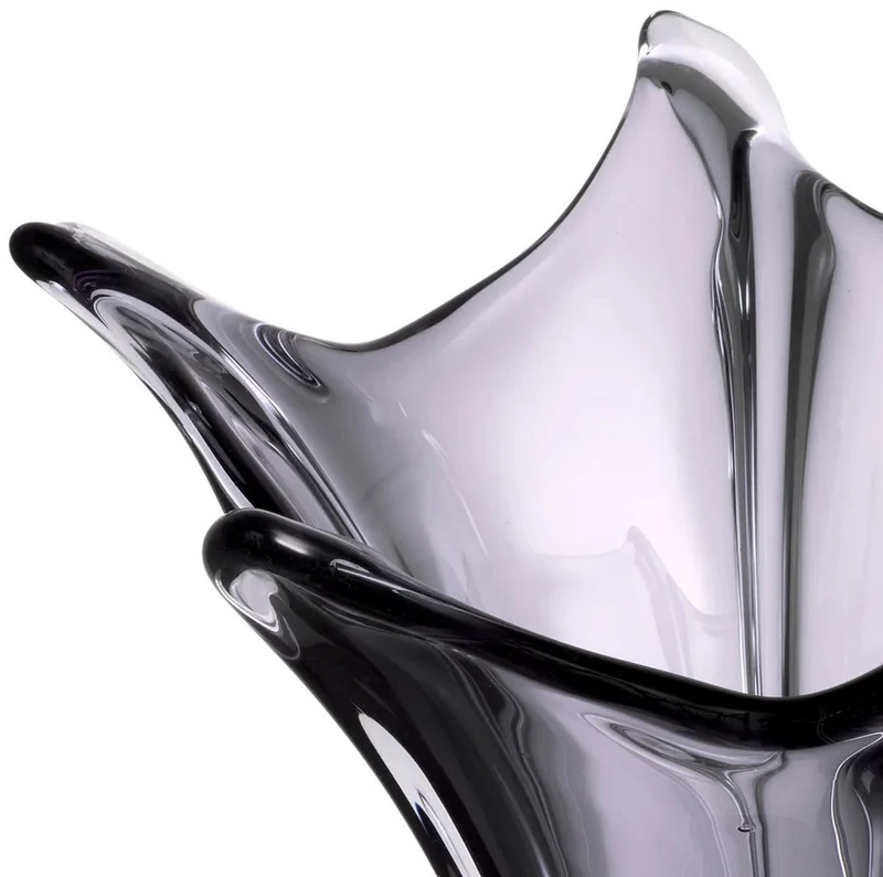 Casa Padrino Luxus Glas Vase Grau Ø 32 x H. 35 cm - Mundgeblasene Blumenvase - Deko Blumenvase - Deko Accessoires - Deko Glas Vasen - Luxus Accessoires