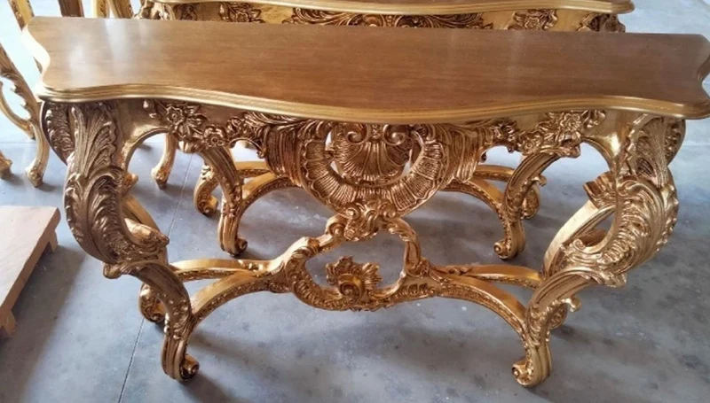Casa Padrino Luxus Barock Konsole Gold - Prunkvoller Massivholz Konsolentisch - Barock Möbel - Luxus Qualität - Made in Italy