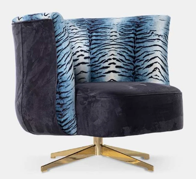 Casa Padrino Luxus Sessel Lila / Mehrfarbig / Gold 85 x 80 x H. 70 cm - Wohnzimmer Sessel - Hotel Sessel - Wohnzimmer Möbel - Hotel Möbel - Luxus Möbel - Luxus Einrichtung
